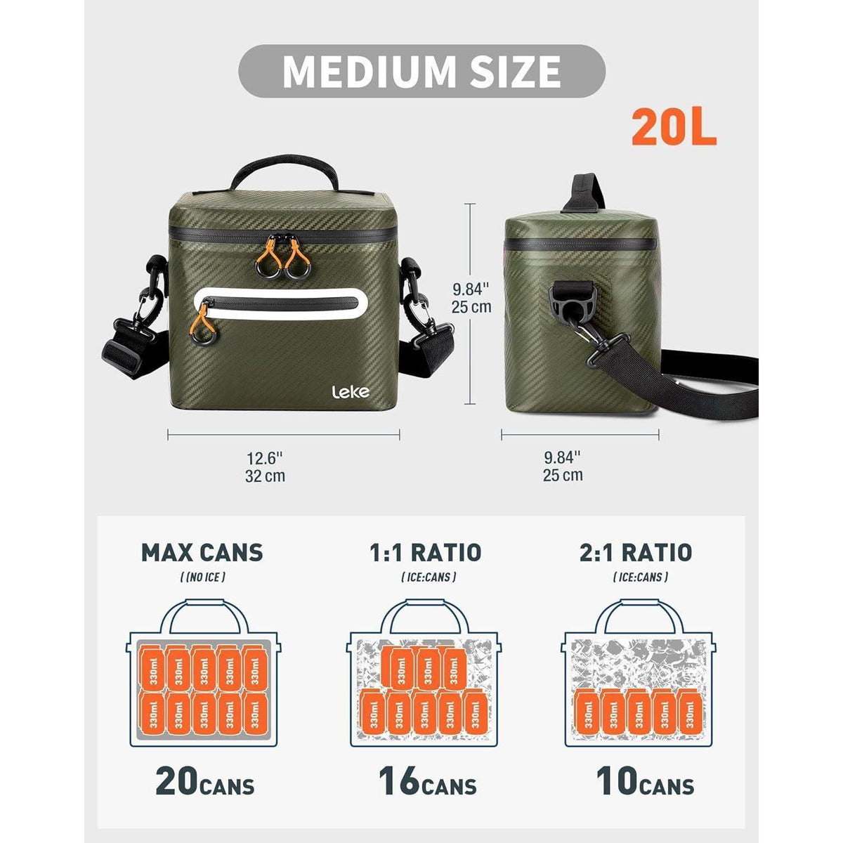 Isolierte Kühltasche 20L – Wasserdicht & Tragbar für Camping