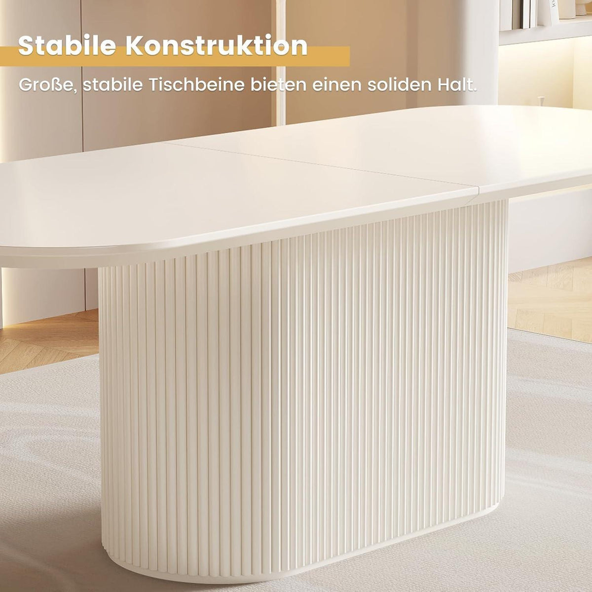 Ovaler Esstisch Weiß Beige – Moderner Küchentisch 220 cm
