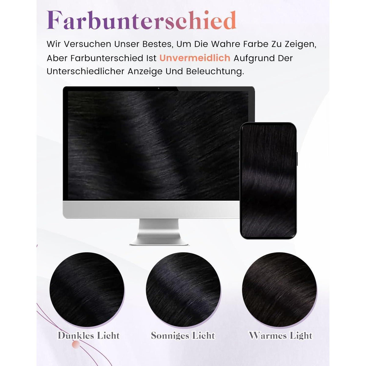 Echthaar Zopfverlängerung Schwarz 50cm - Remy Pferdeschwanz