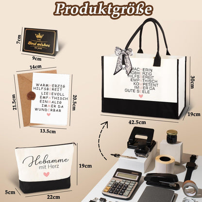 Geschenkset Hebamme mit Tasche & Karte – Dankeschön Geschenk