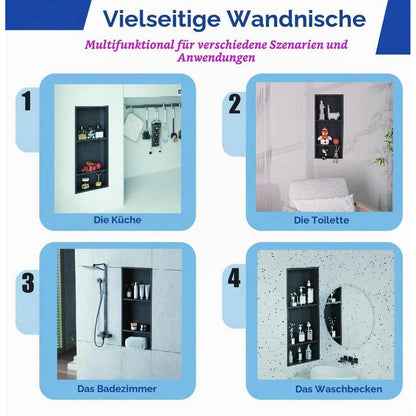 Edelstahl Duschnische Wandnische Unterputz Matt Schwarz 75x30cm