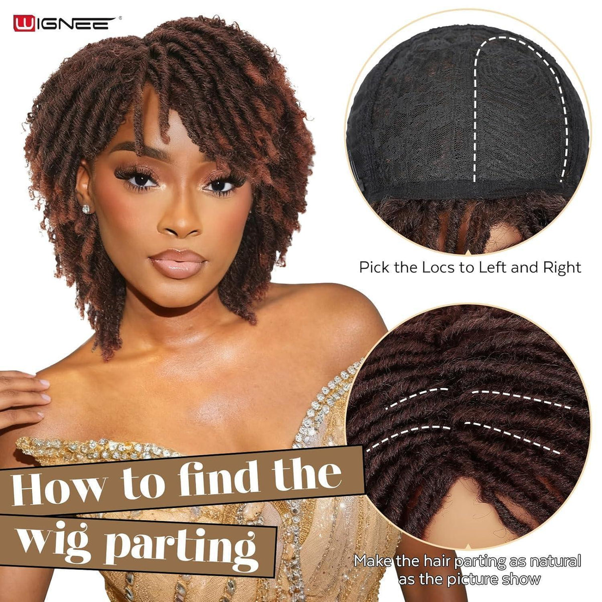 Kurze Dreadlock Perücke 1B/350 Synthetisch 33cm