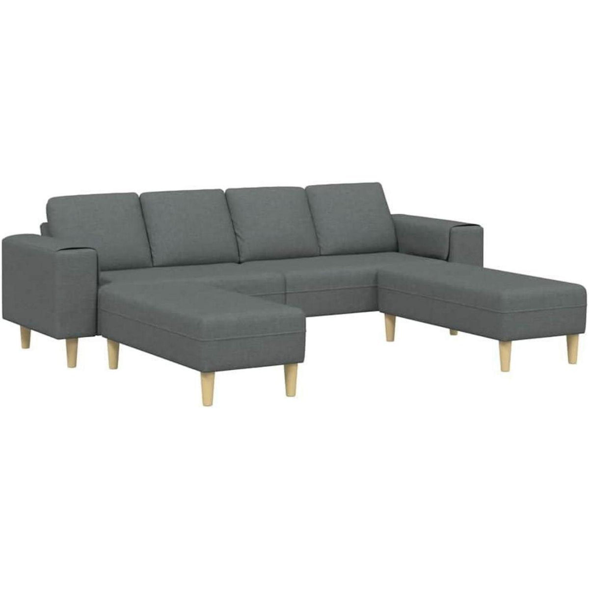 Modernes Cord Polstersofa 3-teilig Dunkelgrau mit Ottomane