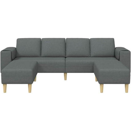 Modernes Cord Polstersofa 3-teilig Dunkelgrau mit Ottomane