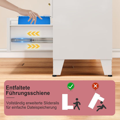 Weiße Metallkommode mit 2 Schubladen – Schrank für Schlafzimmer & Flur