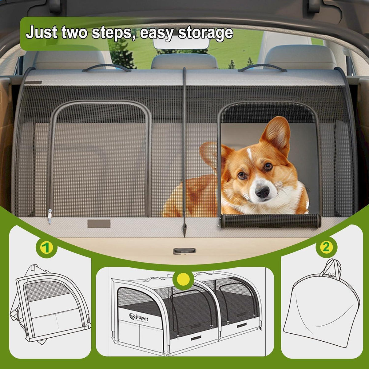 Faltbarer Autositz für 2 Katzen/Hunde – Sicher & Waschbar