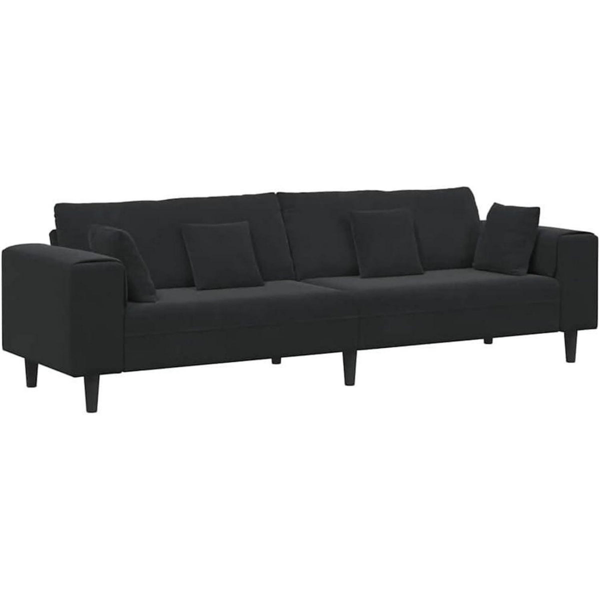 Samt Sofa Schwarz 208 cm – Modernes Polstersofa mit Kissen