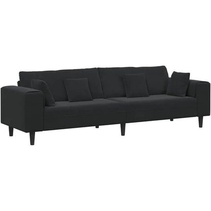 Samt Sofa Schwarz 208 cm – Modernes Polstersofa mit Kissen