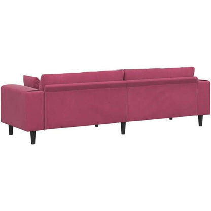 Weinrotes Samt Sofa mit breiten Armlehnen, 208 cm