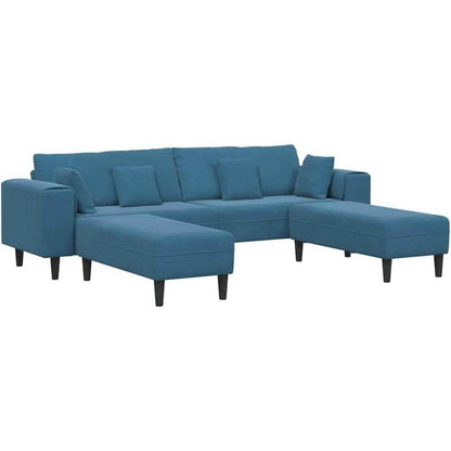 Samt Wohnlandschaft mit Schlaffunktion & Ottomane, Blau