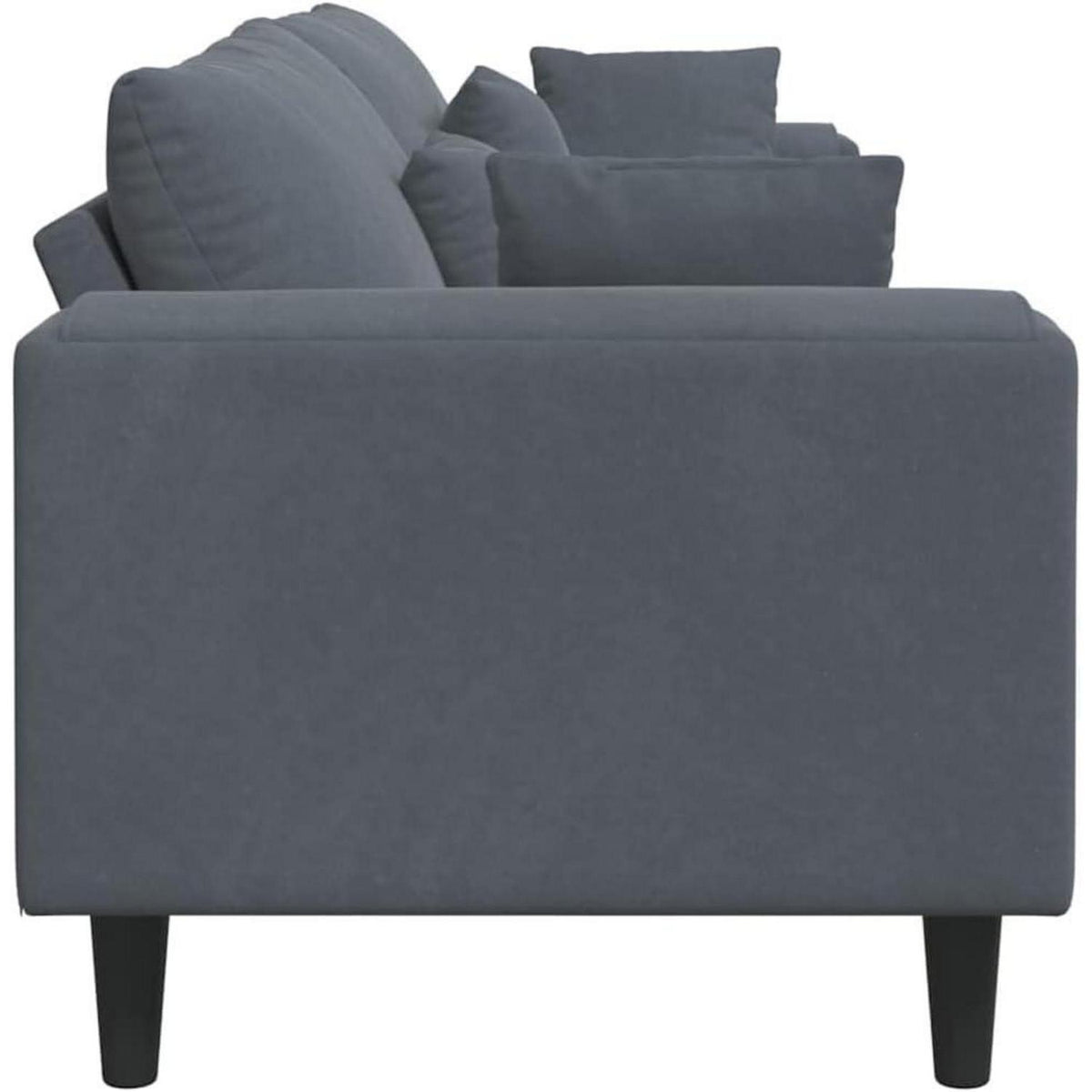 Samt Wohnlandschaft Ecksofa Dunkelgrau 208 cm