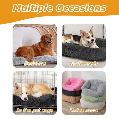 Flauschiges Hundebett Rechteckig – Weiches Kissen 55x40cm Orange
