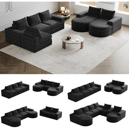 Modulares Ecksofa mit Chaiselongue Schwarz 251x160x81cm