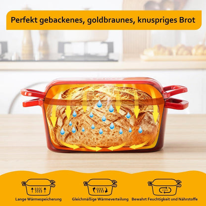 Gusseisen Bräter 28cm mit Deckel – 3,4L Schmortopf für Herd & Ofen
