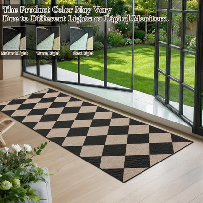 Rutschfester Läufer 60x180cm – Waschbarer Flur- & Küchenteppich Schwarz