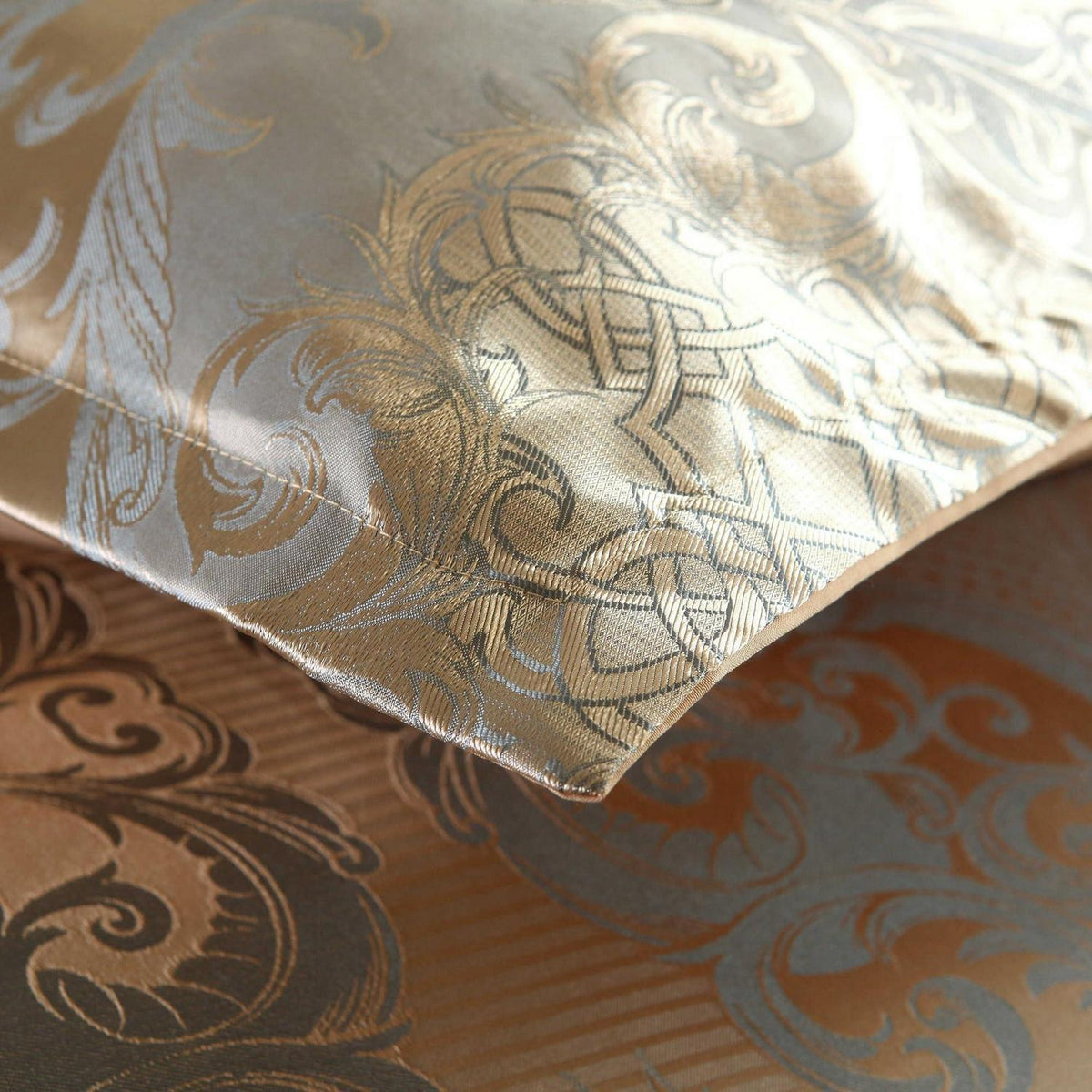 Satin Bettwäsche Set 135x200 cm - Goldfarben, Vintage Stil