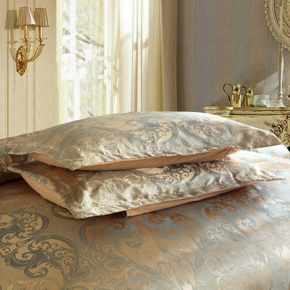 Satin Bettwäsche Set 135x200 cm - Goldfarben, Vintage Stil