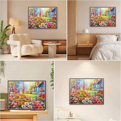 Malen nach Zahlen Buntes Blumenhaus DIY Ölgemälde 50x40cm