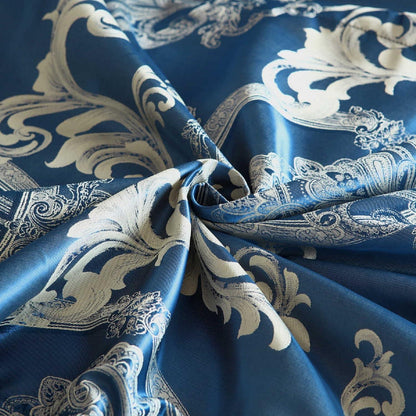 Satin Bettwäsche Set 200x200 Blau – 3tlg. Retro Luxus