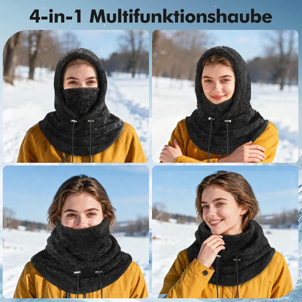 Sturmhaube Winter Damen Herren Fleece Balaclava Thermomütze Beige