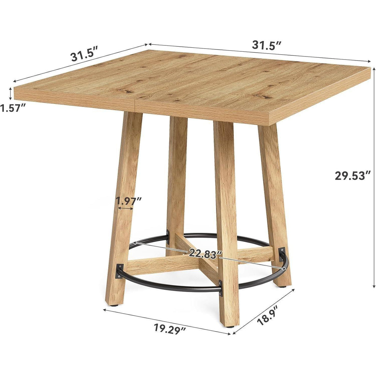 Moderner Esstisch 80x80cm – Quadratischer Küchentisch für 2-4 Personen