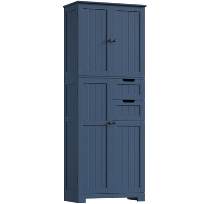 Hochschrank Dunkelblau mit 4 Türen & 2 Schubladen