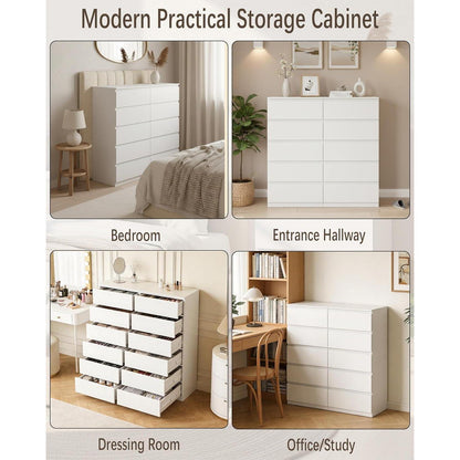 Weißer Kommode mit Schubladen – Schmaler Schrank 60x40x120.5 cm