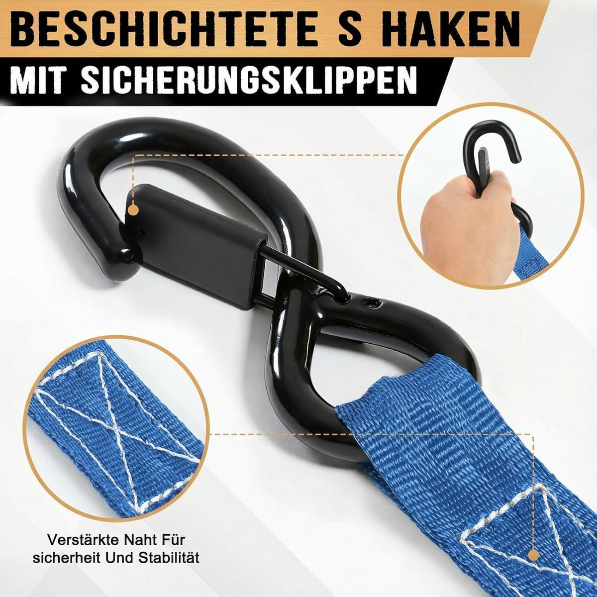 Automatischer Spanngurt-Set (4er) – 3m x 25mm, EN 12195-2