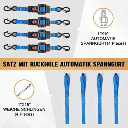 Automatischer Spanngurt-Set (4er) – 3m x 25mm, EN 12195-2