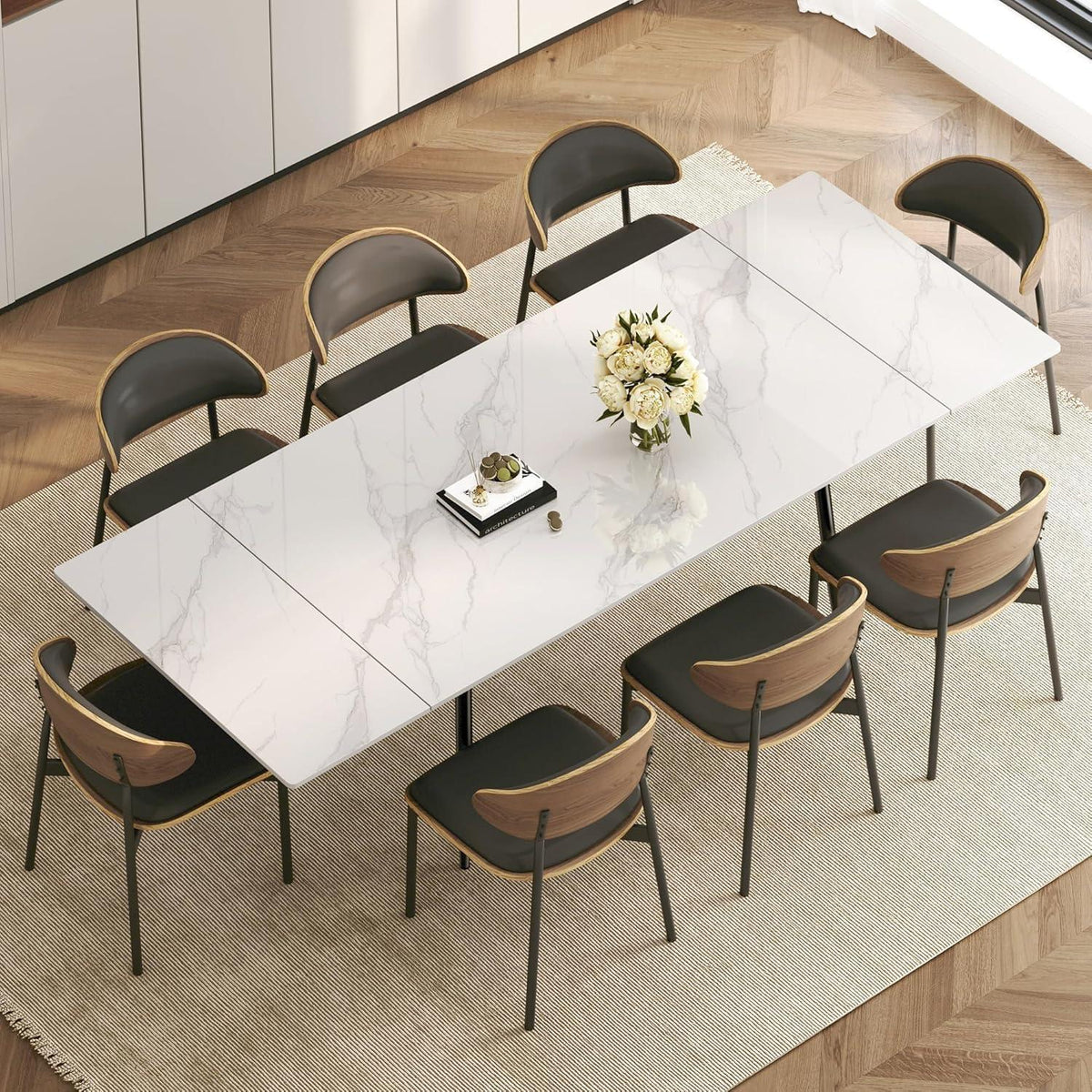 Essgruppe modern, ausziehbar (160-240cm) mit 6 Stühlen