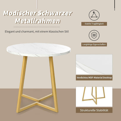5-teiliges Esstisch Set Grau & Gold – Moderner Küchentisch mit 4 Stühlen