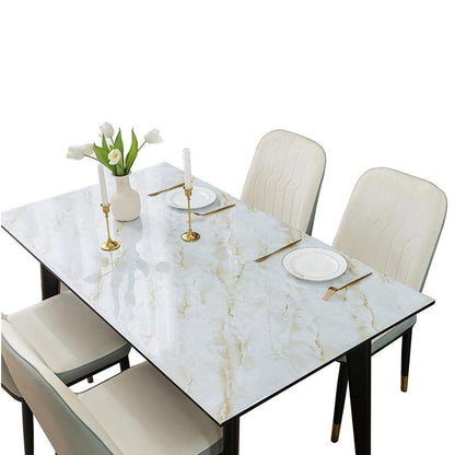 Wasserdichte PVC Tischdecke Hellgold Marmor 90x160 cm