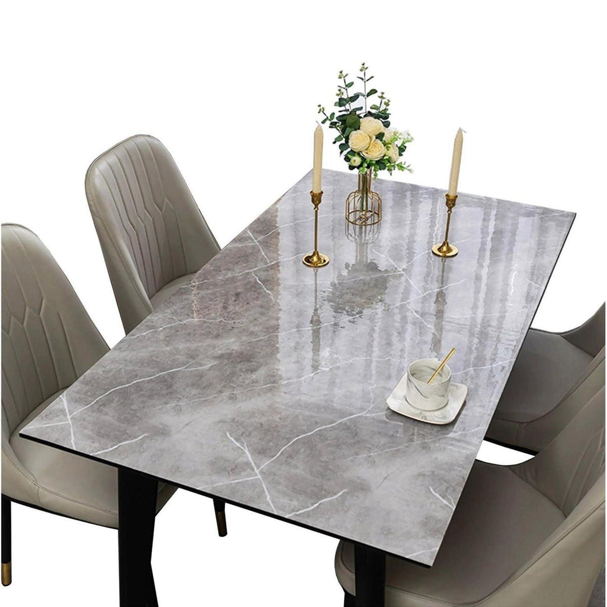 Wasserdichte Tischdecke Grau Marmor 90x180cm PVC Tischfolie