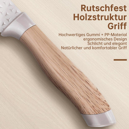 6-teiliges Messerset mit Block – Khaki Küchenmesser Set
