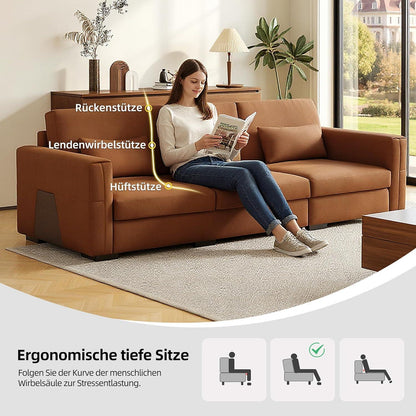 Bequemes 3-Sitzer Sofa Lederoptik 276cm – Wohnzimmer Couch