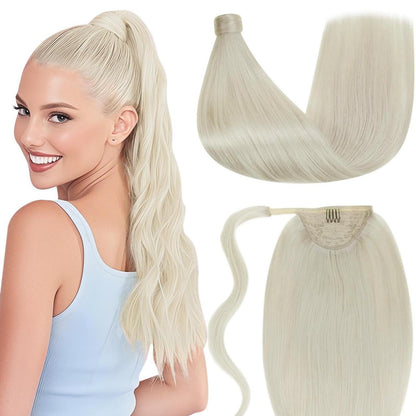 Echthaar Zopf Blond 40cm - Haarverlängerung Pferdeschwanz