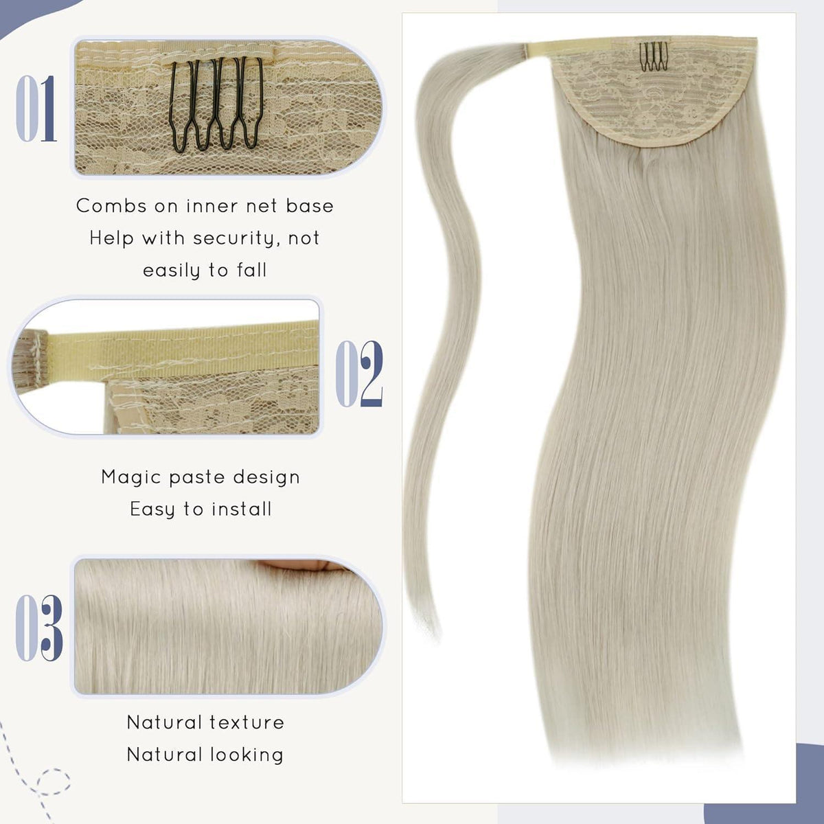 Echthaar Zopf Blond 40cm - Haarverlängerung Pferdeschwanz