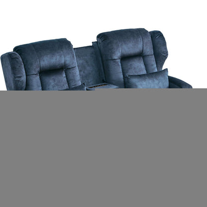 2er Relaxsessel mit Liegefunktion & Konsole – Blau