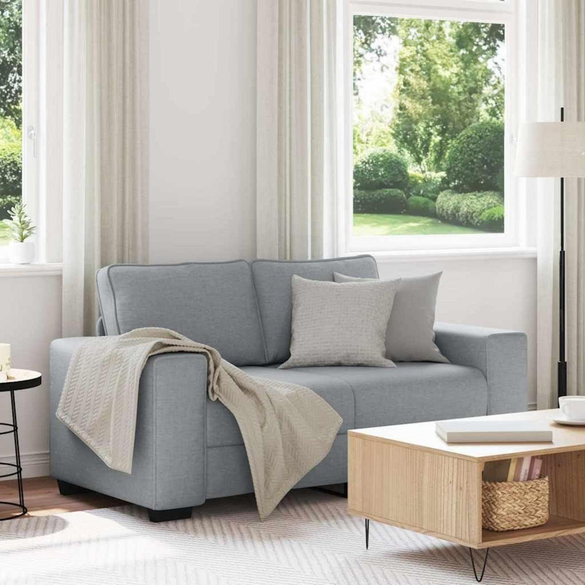 2-Sitzer Schlafsofa mit Bettfunktion – Hellgrau