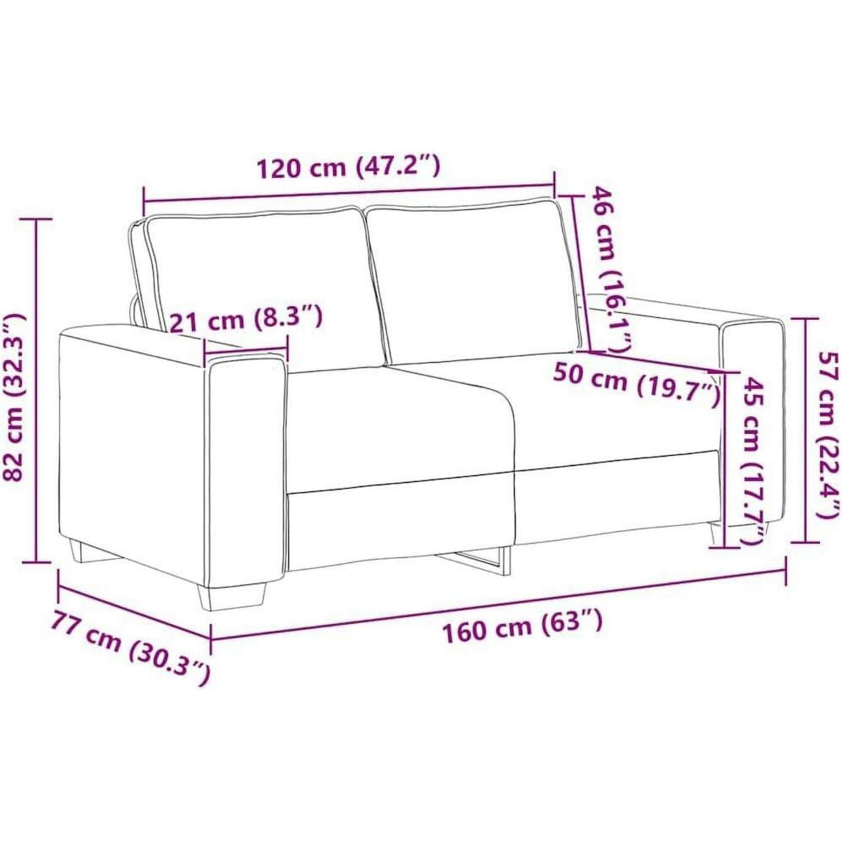 2-Sitzer Schlafsofa mit Bettfunktion – Hellgrau