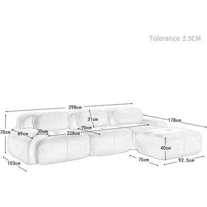 Modulares Cord Sofa 3-Sitzer mit Ottomane – Grün