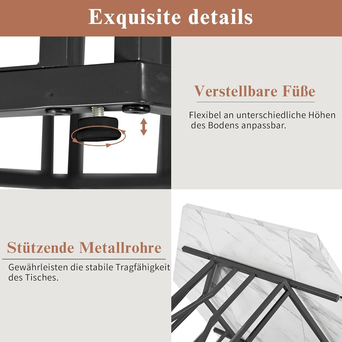 Sechseckiger Esstisch Set Grün Schwarz – 5-teilig, 115x100cm