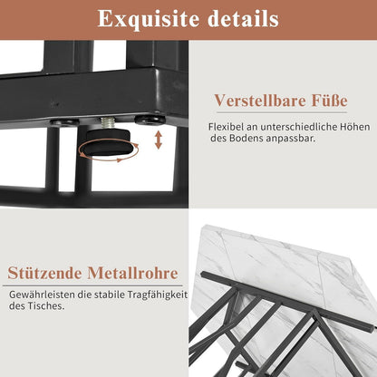 Sechseckiger Esstisch Set Grün Schwarz – 5-teilig, 115x100cm