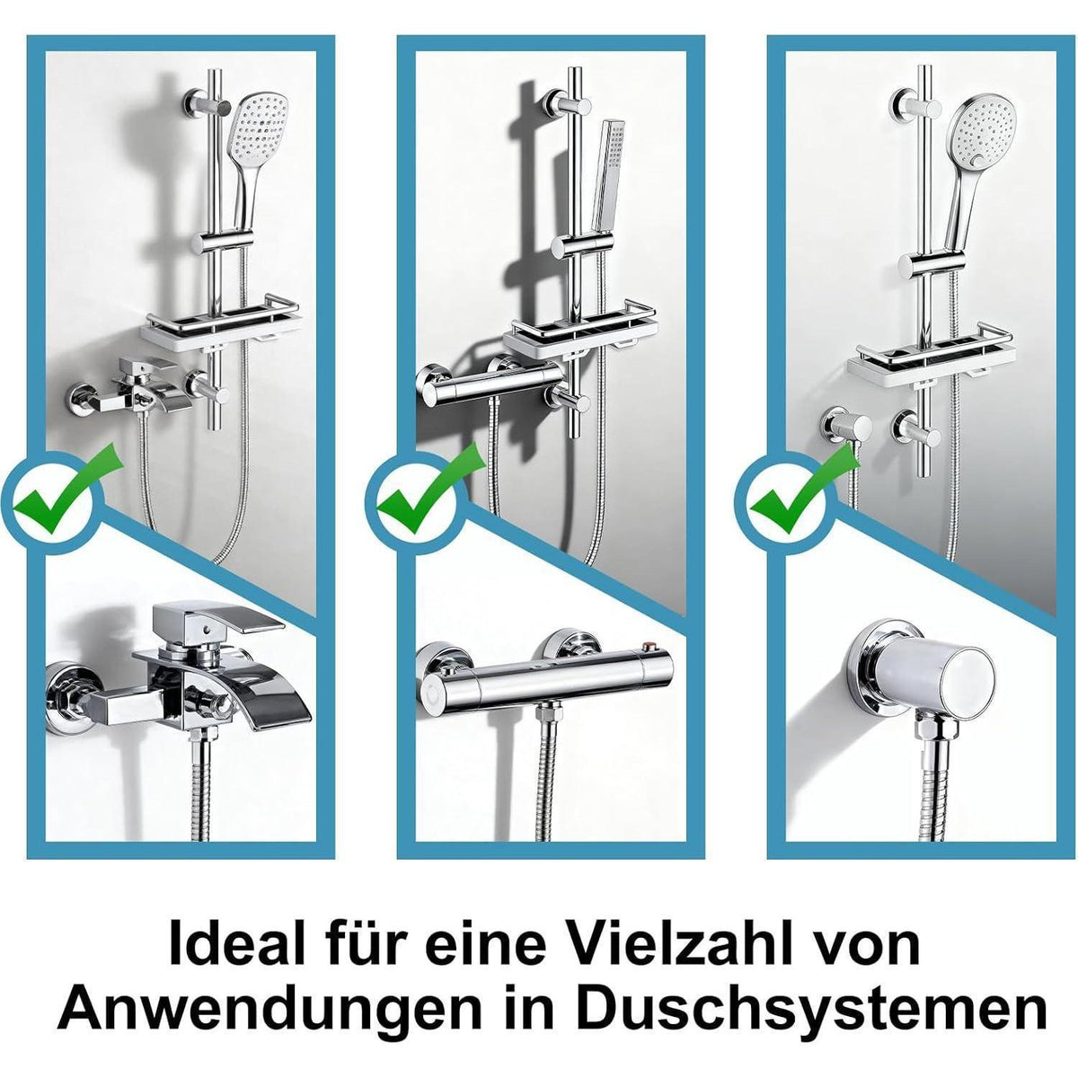 OFFO Duschset mit 3 Strahlarten & verstellbarer Höhe