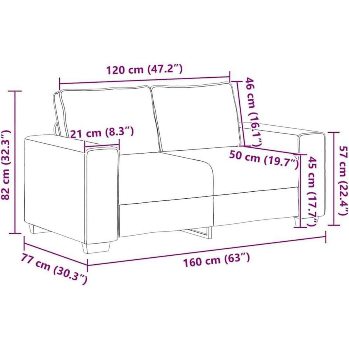 Bequemes 2-Sitzer Sofa Dunkelgrün – Modernes Polstersofa 120cm