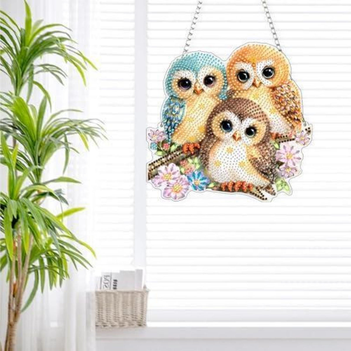 Diamantmalerei Eulen Fensterbild 5D Suncatcher Bausatz