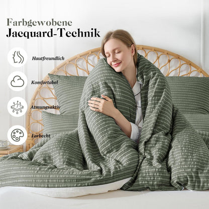 Bettwäsche-Set 135x200 Baumwolle Olivgrün 4tlg.