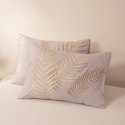 Mikrofaser Bettwäsche-Set 220x240 cm Beige Blätter-Design