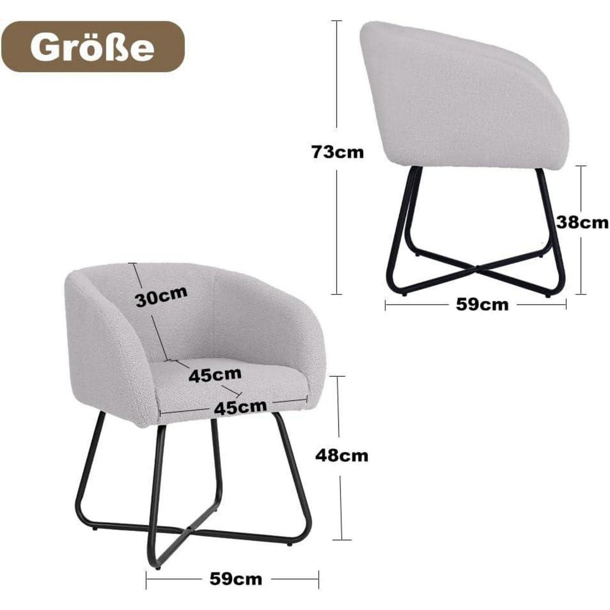 Mingone Lounge Sessel 2er Set Grau – Modern & Bequem