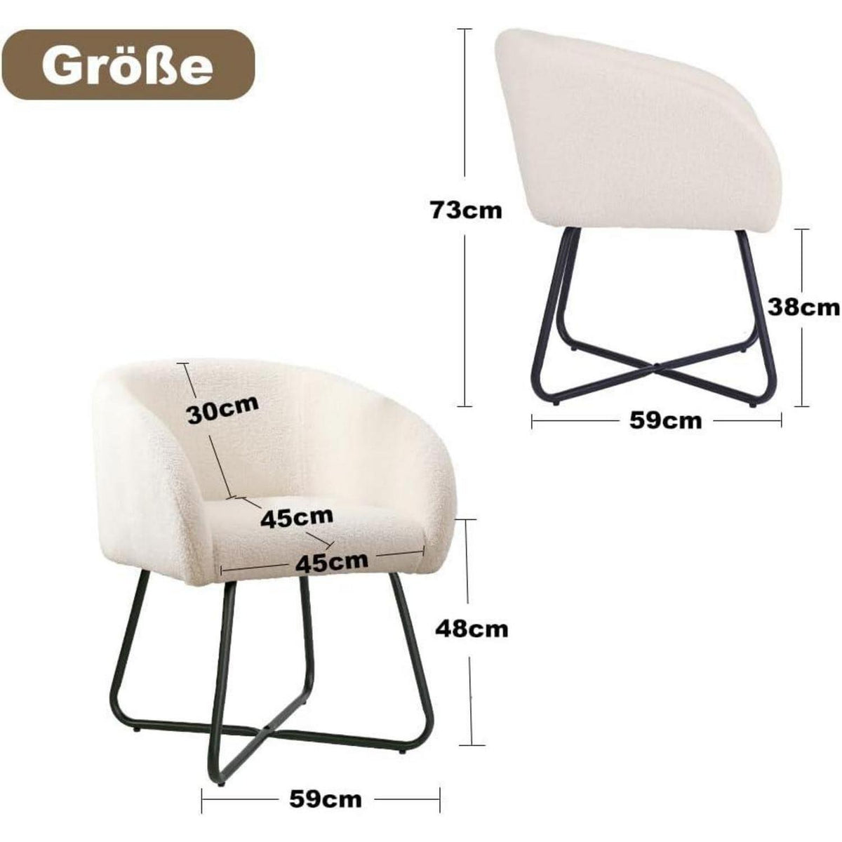 Mingone Lounge Sessel 2er Set - Weiß, Modern & Bequem